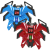 2 KidsTag Recharge display vesten Rood/Blauw
