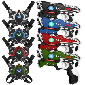 KidsTag lasergame set - 4 laserguns + 4 vesten - 4 kleuren