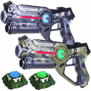 2 Light Battle Active Laserguns camo Groen/Grijs + 2 Targets