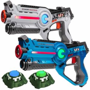 2 Light Battle Active Laserpistolen - Wit/Blauw + 2 Targets