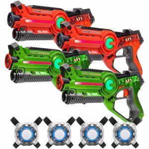 Active Lasergame Set - 4 Guns Oranje/Groen + 4 vesten