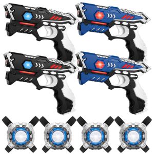 KidsTag Lasergame set - 4 Laserguns Zwart/Blauw + 4 Vesten