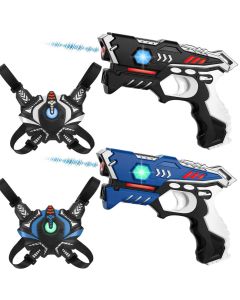 KidsTag lasergame set - 2 laserguns + 2 vesten - Blauw/Zwart