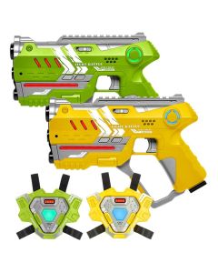 2 Connect Anti-cheat laserguns Geel/Groen + 2 Connect Vesten