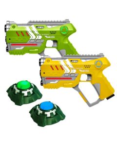 2 Light Battle Connect Pistolen Geel/Groen + 2 Targets
