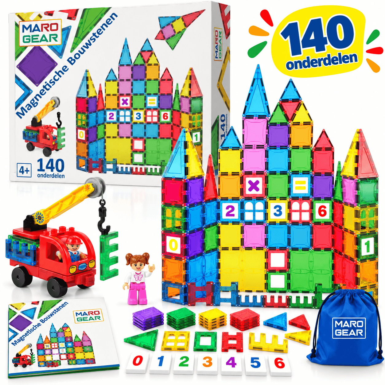 Complete set magnetisch speelgoed – 140 onderdelen